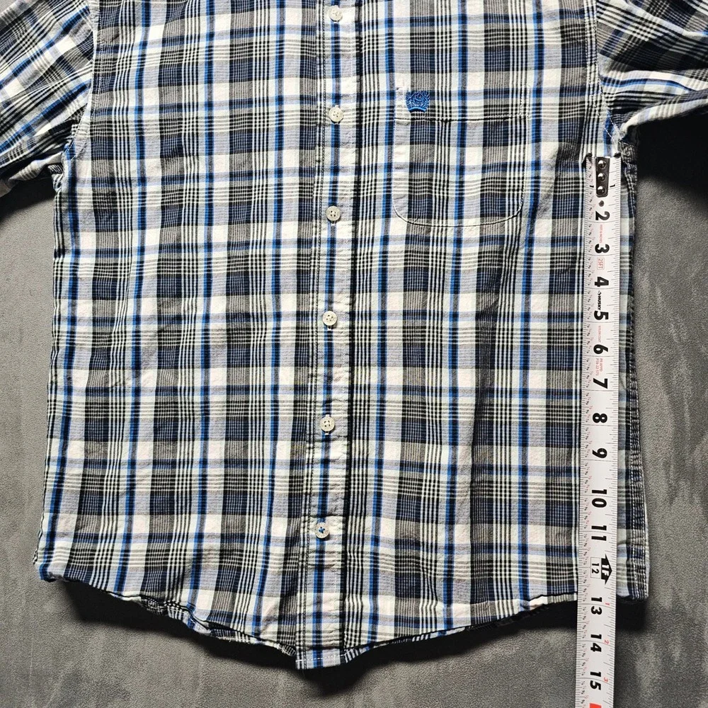Cinch Boys XL 14 Blue Black Plaid Long Sleeve Western Button Down Shirt